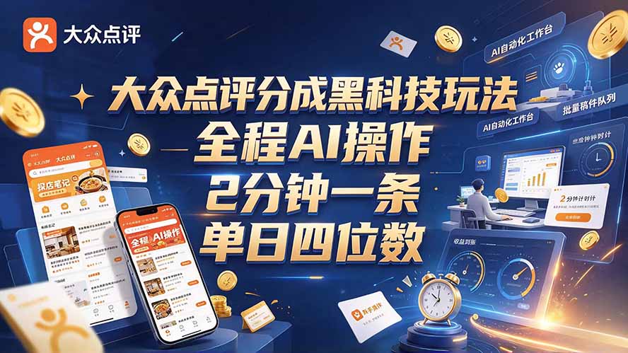 (21013期)大众点评分成全网独家玩法,AI 全自动出内容,2 分钟一条,小白可冲单日四位数 20261017050128-6ad30128623cb.jpg