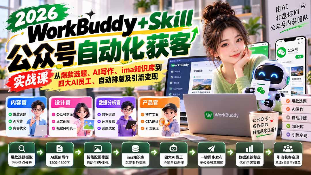 (21023期)WorkBuddy + Skill公众号自动化获客实战课:从爆款选题、AI写作、ima知识库到四大AI员工、自动排版及引流变现 20261017150046-6ad38d9eb3628.jpg