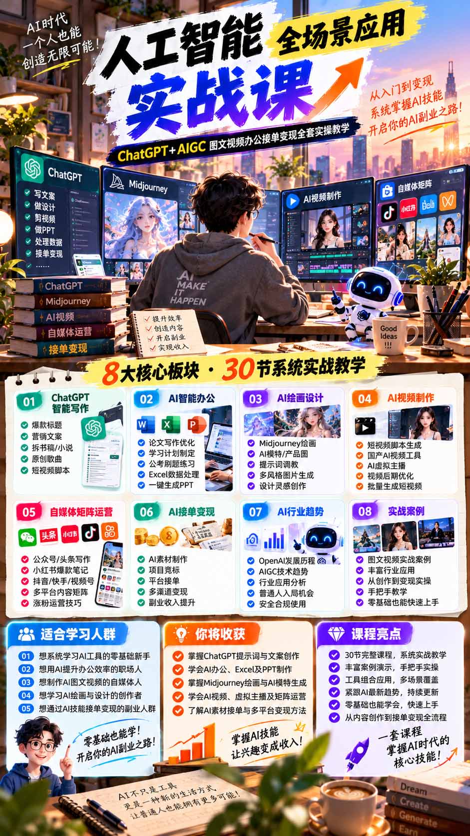 (21029期)一个人掌握AI写作设计剪辑全套技能:从ChatGPT办公、AI绘画到虚拟主播、自媒体运营及接单变现 20261018030129-6ad436899b349.jpg