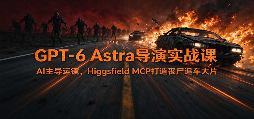 GPT-6 Astra导演实战课:AI主导运镜,Higgsfield MCP打造丧尸追车大片 20261019170110-6ad64cd60d4d2.jpg