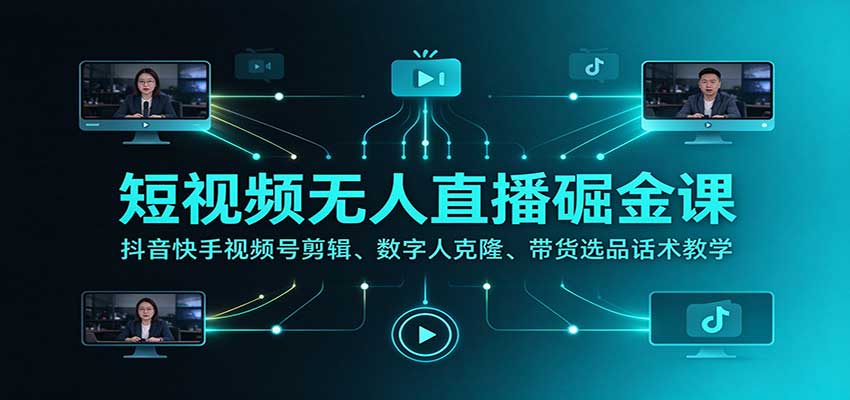 短视频无人直播掘金课:抖音快手视频号剪辑、数字人克隆、带货选品话术教学 20261021050115-6ad8471b191f0.jpg