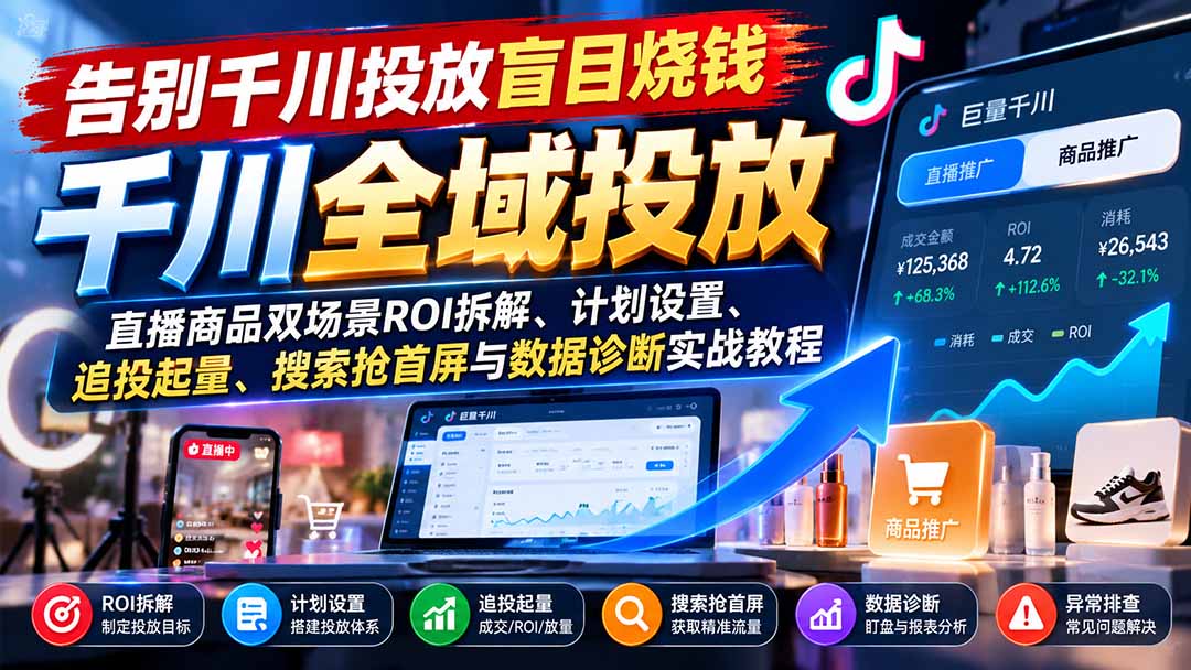 (21079期)告别千川投放盲目烧钱:直播商品双场景ROI拆解、计划设置、追投起量、搜索抢首屏与数据诊断实战教程 20261021050143-6ad84737d9dc2.jpg