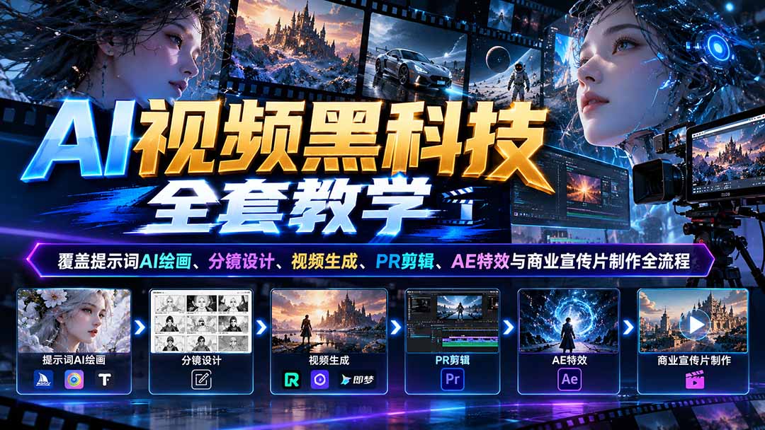 (21095期)AI视频黑科技全套教学:覆盖提示词AI绘画、分镜设计、视频生成、PR剪辑、AE特效与商业宣传片制作全流程 20261022030044-6ad97c5ca6a3d.jpg
