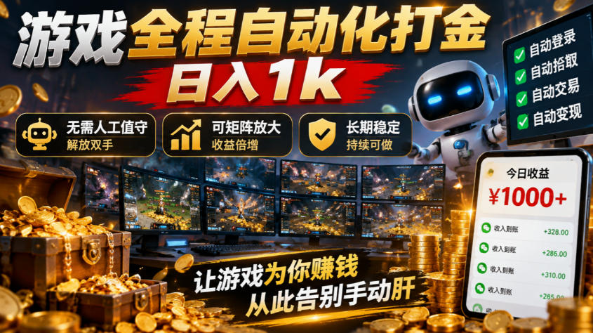 (21119期)游戏全程自动化打金,日入1k,无需人工值守,解放双手,可矩阵放大,长期稳定! 20261023090104-6adb225046a23.jpg