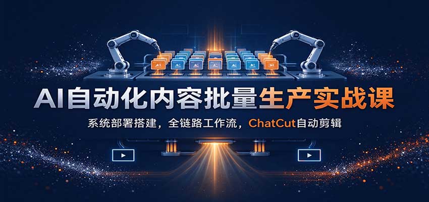 AI自动化内容批量生产实战课:系统部署搭建,全链路工作流,ChatCut自动剪辑 20261023170055-6adb92c74e021.jpg