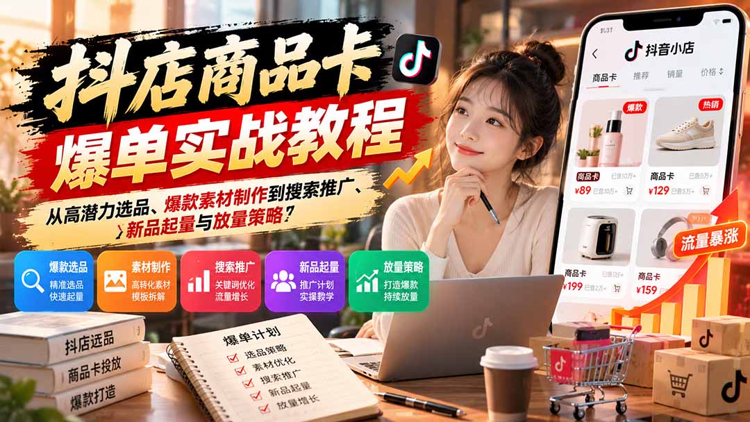 (21148期)抖店商品卡爆单实战教程:从高潜力选品、爆款素材制作到搜索推广、新品起量与放量策略 20261025030117-6add70fd6b015.jpg