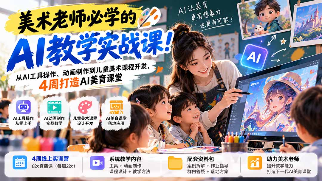 (21165期)美术老师必学的AI教学实战课!从AI工具操作、动画制作到儿童美术课程开发,4周打造AI美育课堂 20261026050251-6adedefb7504e.jpg