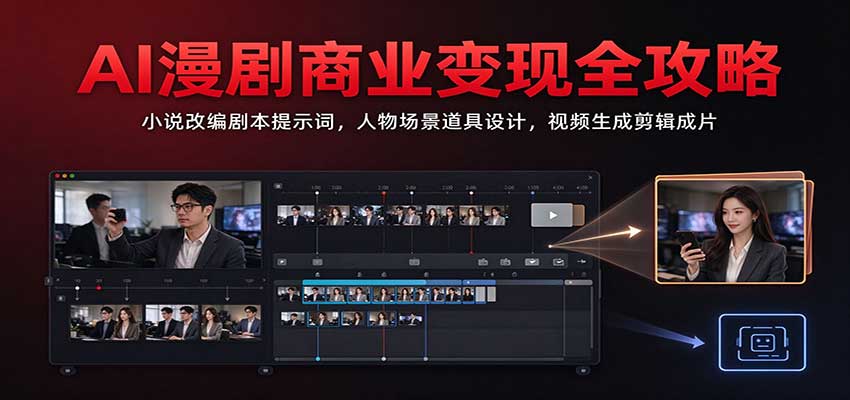 AI漫剧商业变现全攻略:小说改编剧本提示词,人物场景道具设计,视频生成剪辑成片 20261027070133-6ae04c4dd524d.jpg