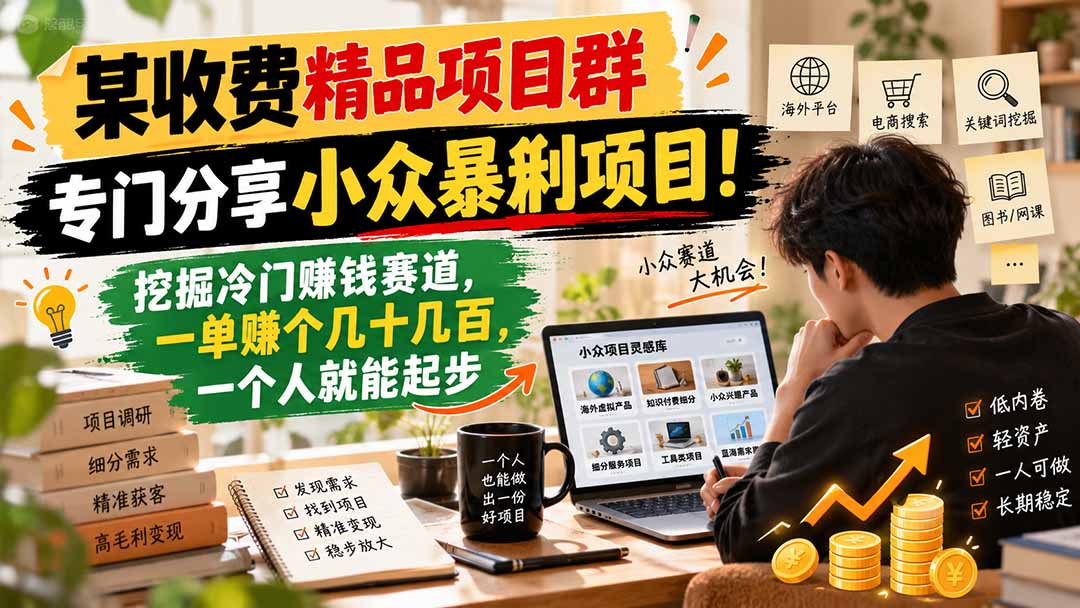 (21185期)某收费精品项目群,专门分享小众暴俐项目!挖掘冷门赚钱赛道,一单赚个几十几百,一个人就能起步 20261027110036-6ae08454a292a.jpg