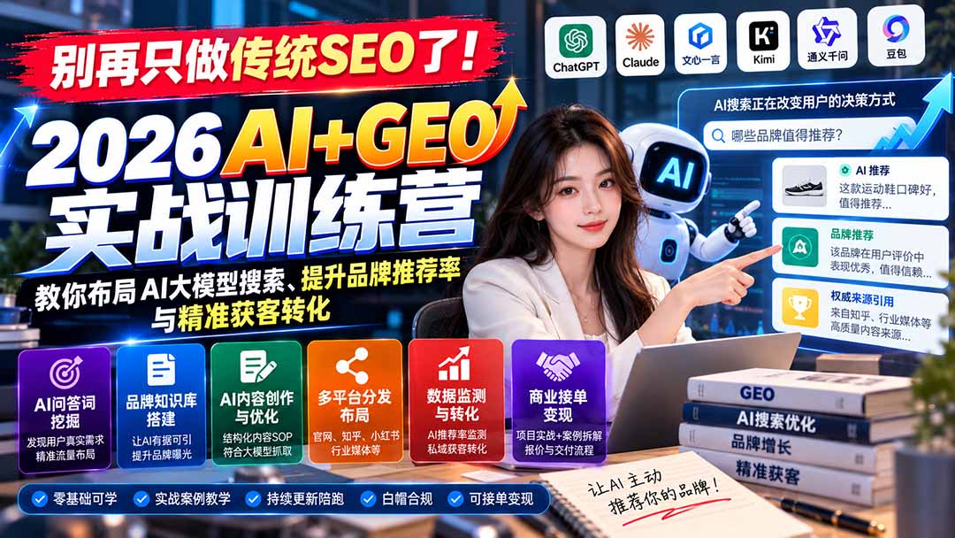 (21191期)别再只做传统SEO了!《2026AI+GEO实战训练营》教你布局AI大模型搜索、提升品牌推荐率与精准获客转化 20261027130345-6ae0a131400a6.jpg