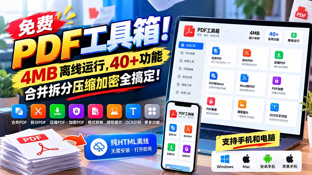 (21197期)免费PDF工具箱!4MB离线运行,40+功能,合并拆分压缩加密全搞定! 20261028030318-6ae165f6ea4bf.jpg