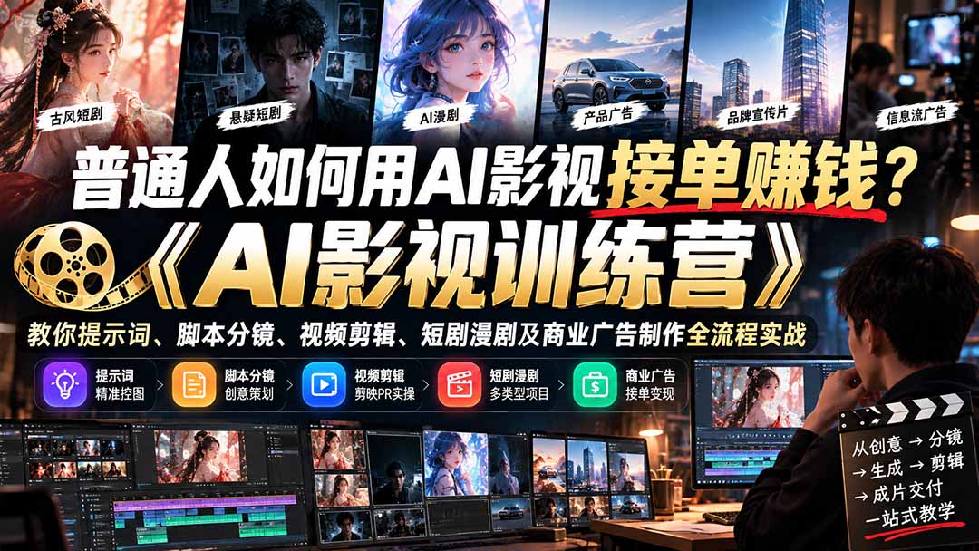 (21230期)普通人如何用AI影视接单赚钱?《AI影视训练营》教你提示词、脚本分镜、视频剪辑、短剧漫剧及商业广告制作全流程实战 20261029050240-6ae2d370739a4.jpg