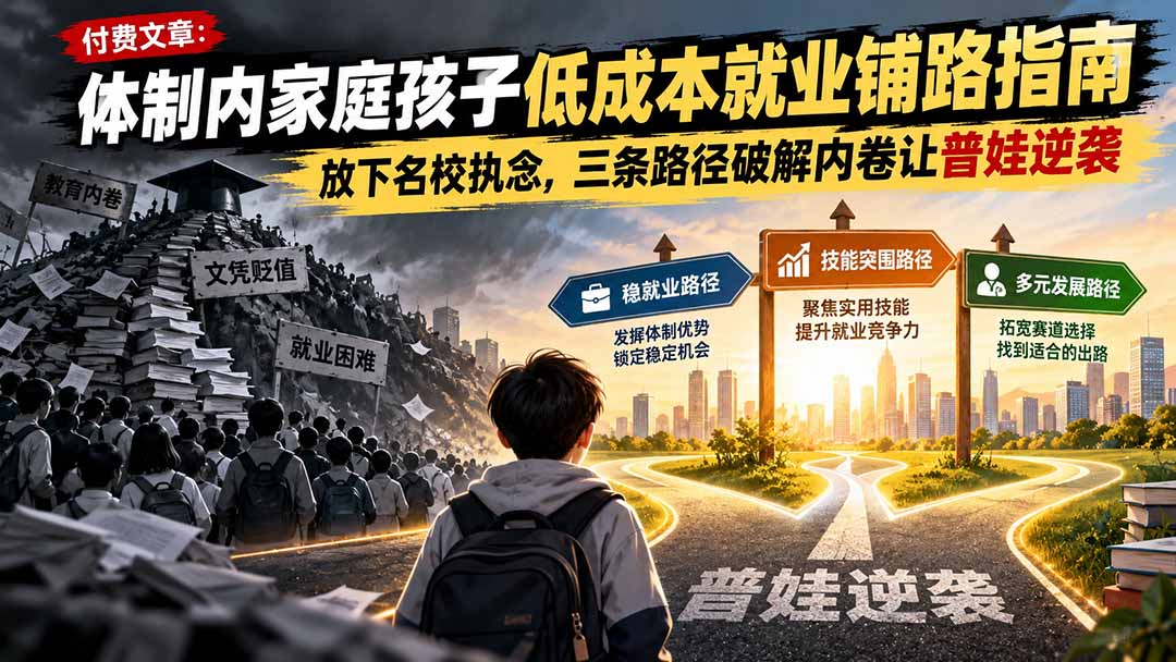 (21231期)付费文章:体制内家庭孩子低成本就业铺路指南,放下名校执念,三条路径破解内卷让普娃逆袭 20261029050310-6ae2d38e0fe40.jpg