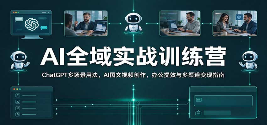 AI全域实战训练营:ChatGPT多场景用法,AI图文视频创作,办公提效与多渠道变现指南 20261029050310-6ae2d38e26409.jpg