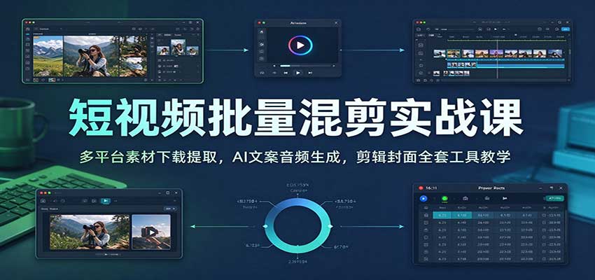 短视频批量混剪实战课:多平台素材下载提取,AI文案音频生成,剪辑封面全套工具教学 20261029090228-6ae30ba421ff6.jpg