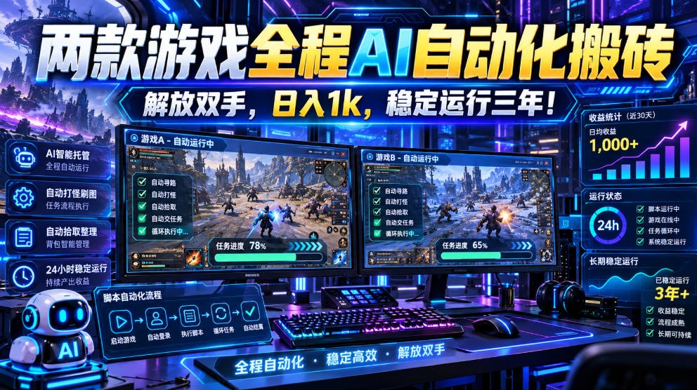 两款游戏全程AI自动化搬砖,解放双手,日入1k,稳定运行三年! 20261029150026-6ae35f8aebca2.jpg