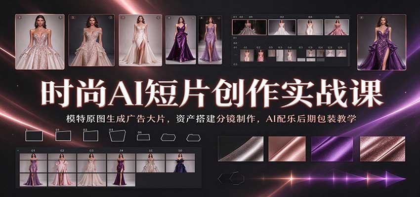 时尚AI短片创作实战课:模特原图生成广告大片,资产搭建分镜制作,AI配乐后期包装教学 20261030070155-6ae440e32353b.jpg