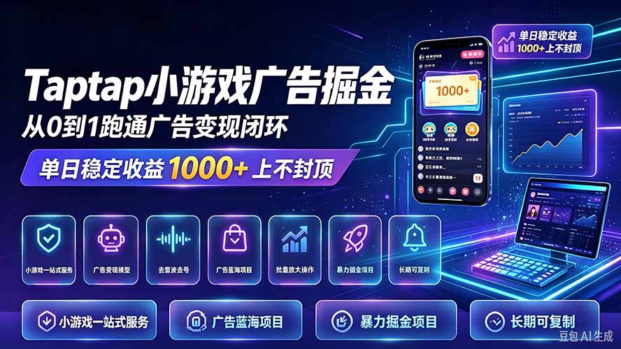 (21263期)TapTap小游戏广告掘金日赚收益1000+上不封顶 20261031030147-6ae55a1b65a96.jpg