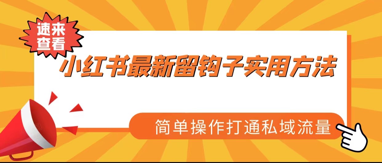 fy1177期-小红书最新留钩子实用方法，简单操作打通私域流量(小红书最新留钩子实用方法简单操作打通私域流量)