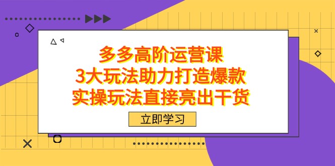 fy1728期-拼多多高阶·运营课，3大玩法助力打造爆款，实操玩法直接亮出干货(拼多多高阶·运营课三大实操玩法助力打造爆款)