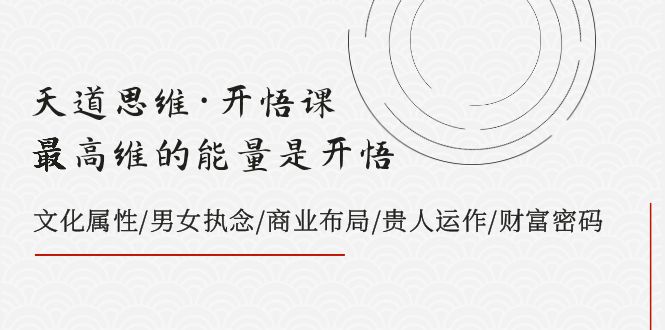 fy1989期-天道思维·开悟课-最高维的能量是开悟 文化属性/男女执念/商业布局/贵人运作/财富密码(天道思维·开悟课探索最高维能量的奥秘)