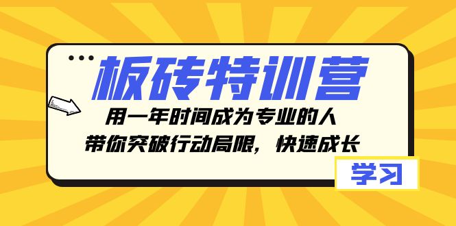 fy2022期-板砖特训营，用一年时间成为专业的人，带你突破行动局限，快速成长(“板砖特训营”一年时间从新手到专家的成长之路)