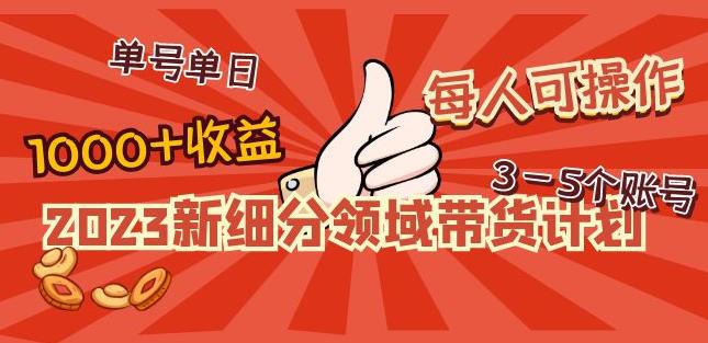 mp1297期-2023新细分领域带货计划：单号单日1000+收益不难，每人可操作3-5个账号(“2023新细分领域带货计划食养赛道的探索与实践”)