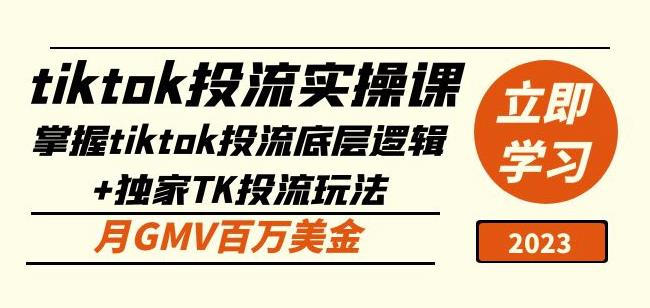 mp1446期-tiktok投流实操课：掌握tiktok投流底层逻辑+独家TK投流玩法月GMV百万美金(掌握TikTok投流底层逻辑与独家玩法，实现月GMV百万美金)