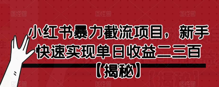 mp2846期-小红书暴力截流项目，新手快速实现单日收益二三百【仅揭秘】(揭秘小红书暴力截流项目新手如何快速实现单日收益二三百)