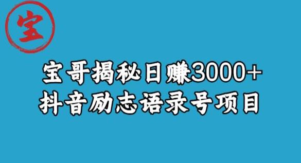 mp3128期-宝哥揭秘日赚3000+抖音励志语录号短视频变现项目(揭秘抖音励志语录号如何通过短视频变现？)