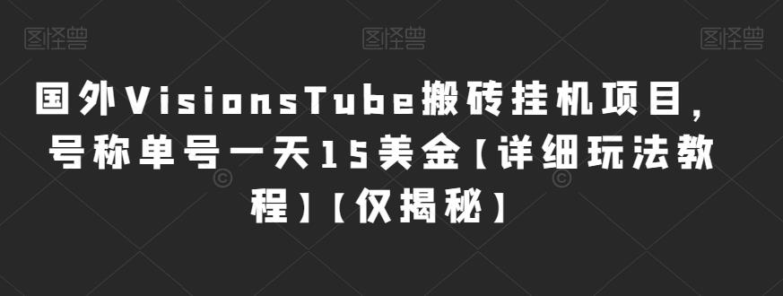 mp3492期-国外VisionsTube搬砖挂机项目，号称单号一天15美金【详细玩法教程】【仅揭秘】