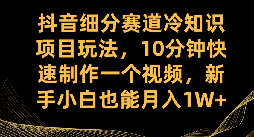 mp3945期-抖音细分赛道冷知识项目玩法，10分钟快速制作一个视频，新手小白也能月入1W+【揭秘】(揭秘抖音细分赛道冷知识项目，轻松实现月入过万)
