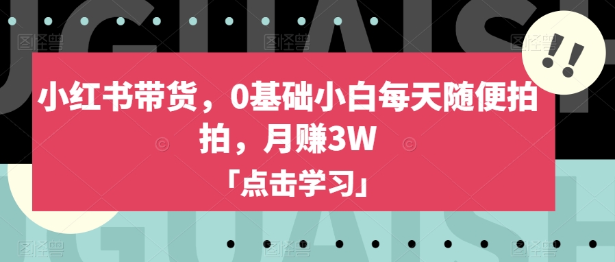 mp4460期-小红书带货，0基础小白每天随便拍拍，月赚3W【揭秘】(揭秘小红书带货0基础小白也能轻松月赚3W)