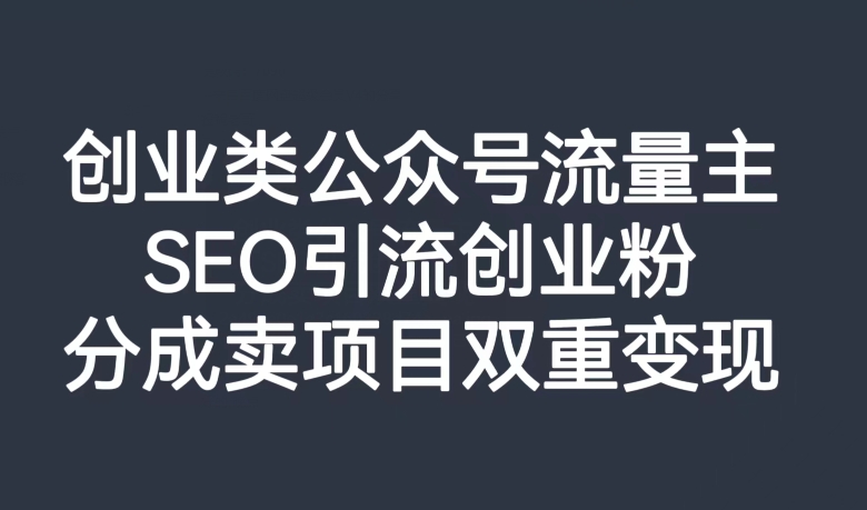 mp4615期-创业类公众号流量主，SEO引流创业粉，分成卖项目双重变现【揭秘】(揭秘创业类公众号流量主如何通过SEO引流创业粉实现双重变现)