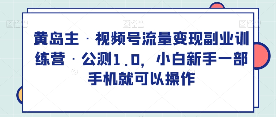 mp4640期-黄岛主·视频号流量变现副业训练营·公测1.0，小白新手一部手机就可以操作(黄岛主的视频号流量变现副业训练营小白新手也可轻松操作)
