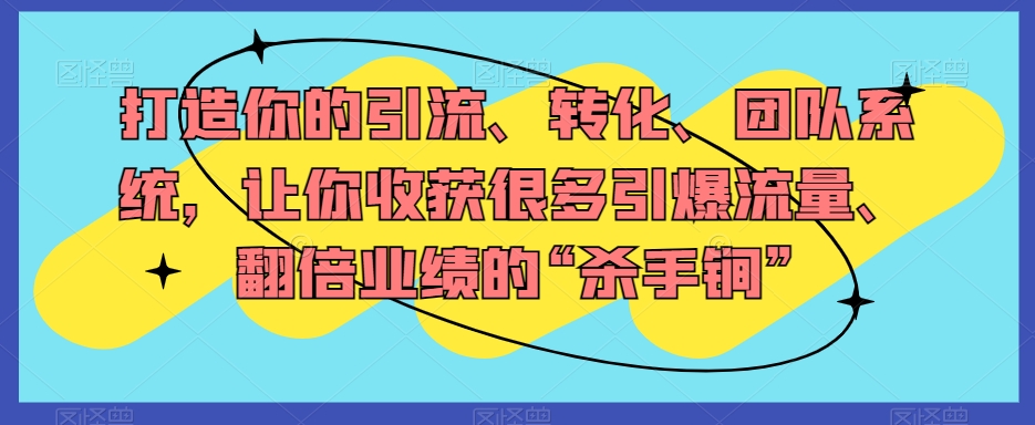 mp5108期-打造你的引流、转化、团队系统，让你收获很多引爆流量、翻倍业绩的“杀手锏”(mp5108期课程打造引流、转化、团队系统，实现引爆流量与翻倍业绩)