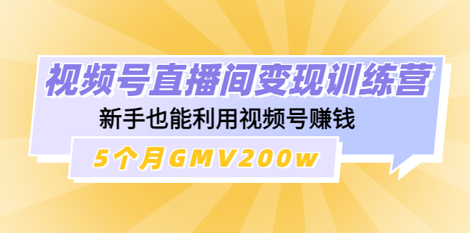 （4468期）视频号直播间变现训练营：新手也能利用视频号赚钱，5个月GMV200w(全面解析视频号直播间变现训练营从新手到赚钱高手的一站式学习指南)
