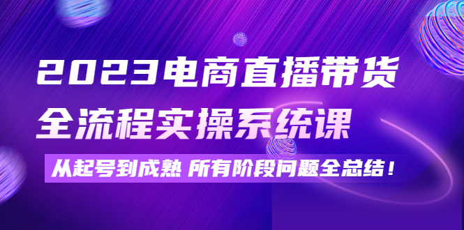 （4325期）2023电商直播带货全流程实操系统课：从起号到成熟所有阶段问题全总结！(《2023电商直播带货全流程实操系统课》打造高效直播带货团队，实现销售额爆发式增长)