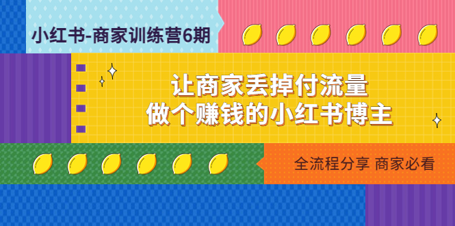 （4782期）小红书-商家训练营12期：让商家丢掉付流量，做个赚钱的小红书博主(全面解析小红书商家训练营12期打造赚钱小红书博主)