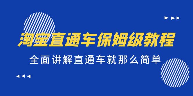 （5328期）淘宝直通车保姆级教程，全面讲解直通车就那么简单！(淘宝直通车教程解决中小卖家困扰，轻松开启直通车之旅)