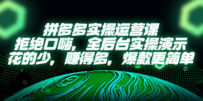 （5423期）拼多多实操运营课：拒绝口嗨，全后台实操演示，花的少，赚得多，爆款更简单(拼多多实操运营课全方位解析拼多多运营策略)
