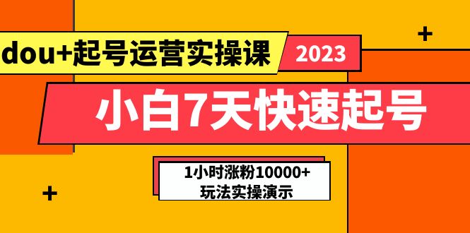 小白7天快速起号:dou+起号运营实操课,实战1小时涨粉10000+玩法演示(小白7天快速起号dou+起号运营实操课实战指南)-AIGC资源中心