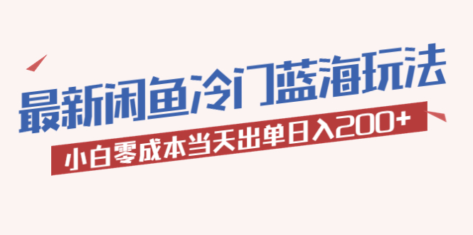 （5903期）2023最新闲鱼冷门蓝海玩法，小白零成本当天出单日入200+(“轻松上手！2023最新闲鱼冷门蓝海玩法详解”)