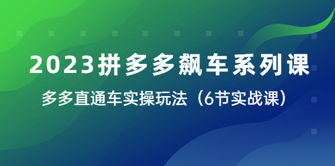 （6030期）2023拼多多飙车系列课，多多直通车实操玩法（6节实战课）(探索拼多多飙车系列课程，提升店铺运营效果)