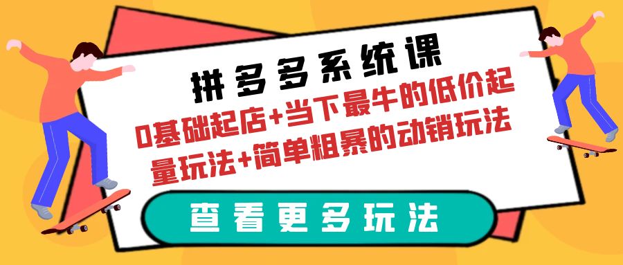 （6217期）拼多多系统课：0基础起店+当下最牛的低价起量玩法+简单粗暴的动销玩法(拼多多系统课掌握实操技巧，助力稳定盈利)