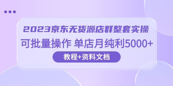 （6223期）2023京东-无货源店群整套实操 可批量操作 单店月纯利5000+63节课+资料文档(全面解析京东无货源店群实操技巧与策略)