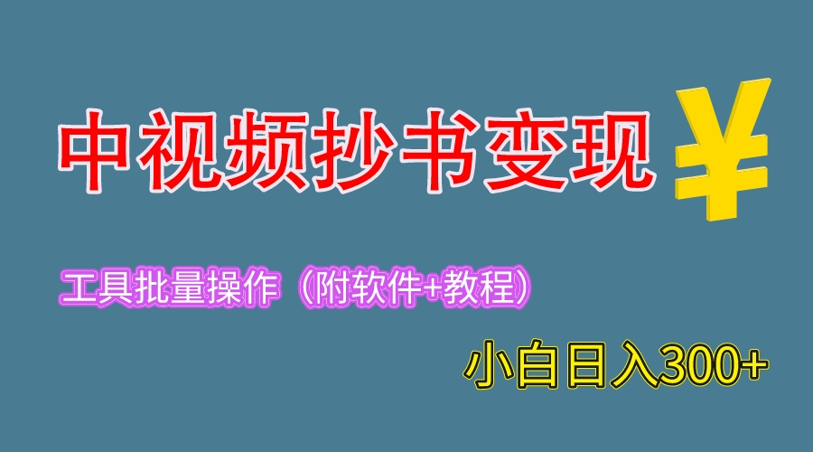 （6246期）2023中视频抄书变现（附工具+教程），一天300+，特别适合新手操作的副业(“2023中视频抄书变现项目新手友好，轻松月入几千”)