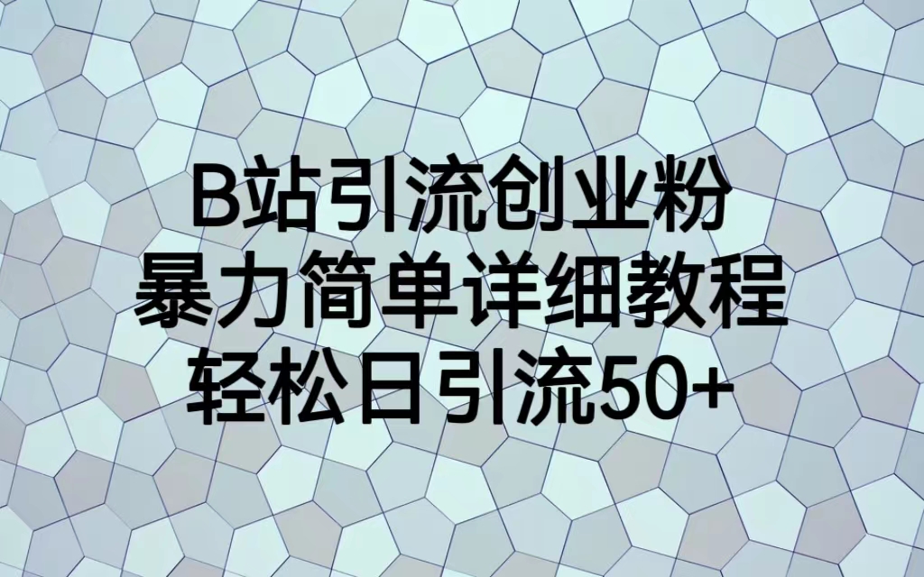 （6639期）B站引流创业粉，暴力简单详细教程，轻松日引流50+(“详解B站创业粉引流从项目介绍到实操操作”)
