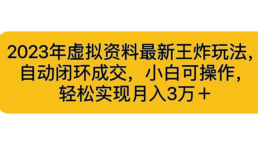 （6773期）2023年虚拟资料最新王炸玩法，自动闭环成交，小白可操作，轻松实现月入3…(探索2023年虚拟资料新玩法，实现自动闭环成交和高收入)