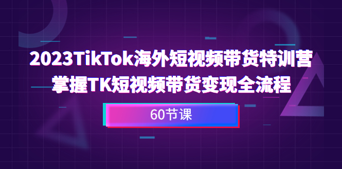 （6890期）2023-TikTok海外短视频带货特训营，掌握TK短视频带货变现全流程（60节课）(全面掌握TikTok短视频带货与小店运营全攻略)